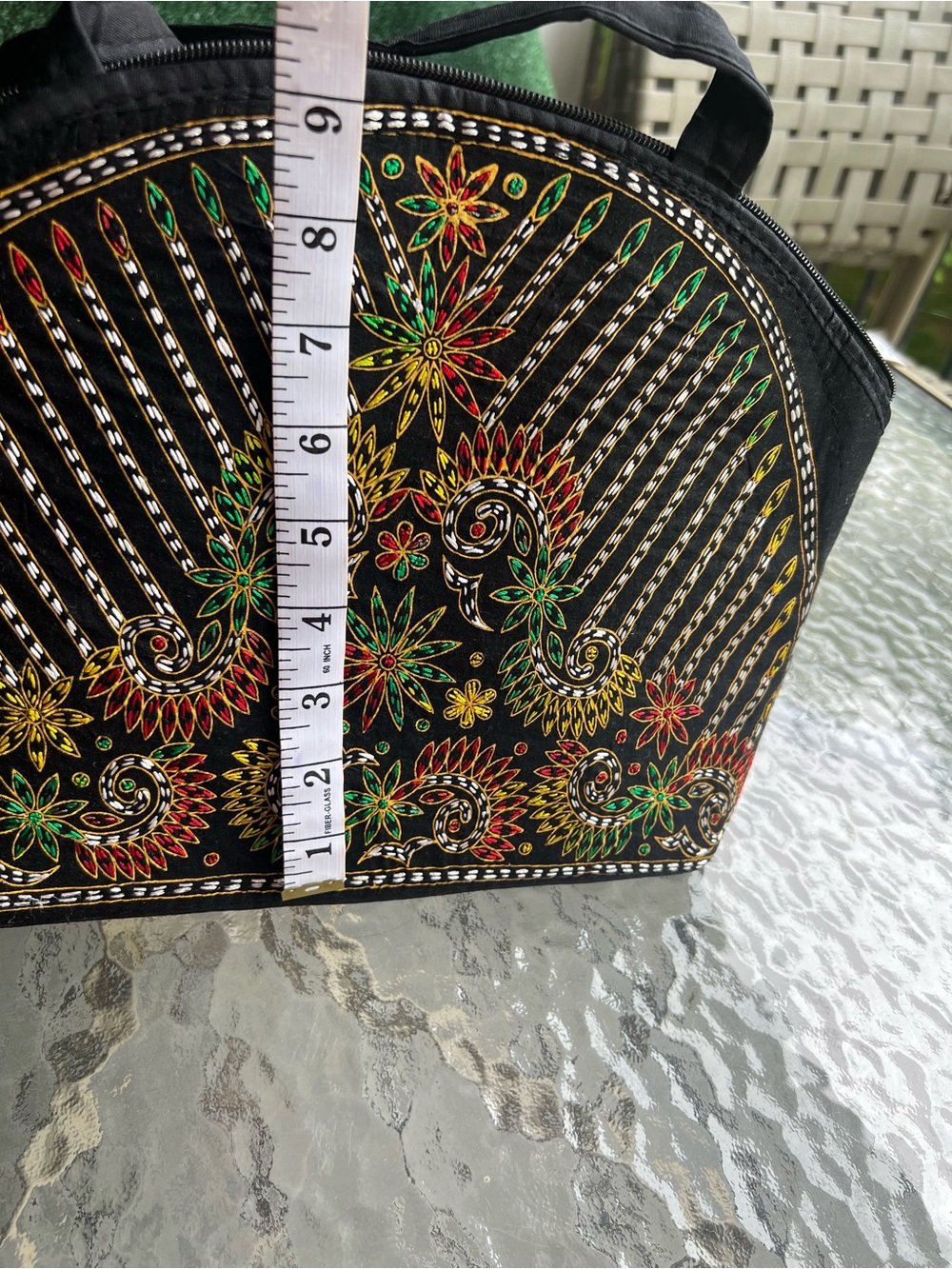Black Floral Pattern Women’s Handbag - Picture 6 of 7